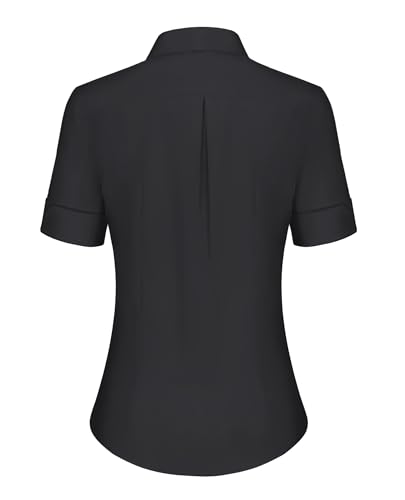 Short Sleeve Button Dress Shirts for Women Cotton Button Down Shirts for Women Slim Fit Blouse Top 3/4 Sleeve