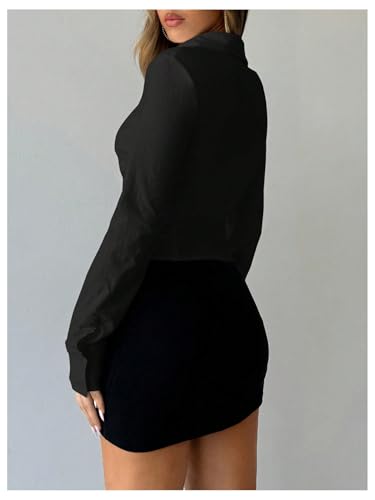 Women's Button Down Ruched Blouse Long Sleeve Shirts Slim Fit Aesthetic Tops
