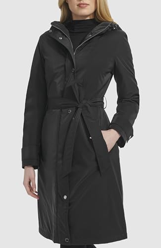 Women's Belted Sleeker Midweight Coat with Attached Hood