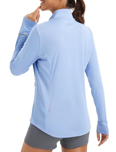 Women's Lightweight Running Jacket Sun Protection Athletic Full Zip Long Sleeve Shirts UPF 50+ Pockets Cycling
