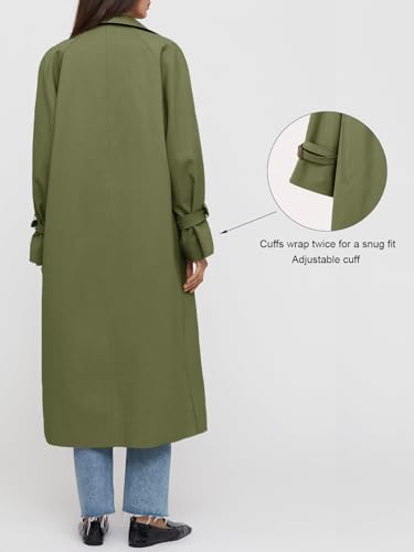 Womens Long Trench Coat Oversized Double Breasted Windproof Classic Lapel Casual Fall Overcoat