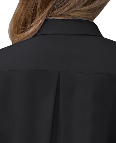 Short Sleeve Button Dress Shirts for Women Cotton Button Down Shirts for Women Slim Fit Blouse Top 3/4 Sleeve