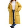 Plus Size Hooded Long Jacket for Women Adjustable Drawstring Waist Zipper Outdoor Windbreaker Trench Coats