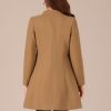 Women's Winter Overcoat Pea Coat Elegant V Neck Single Breasted Coat Outerwear