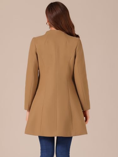 Women's Winter Overcoat Pea Coat Elegant V Neck Single Breasted Coat Outerwear