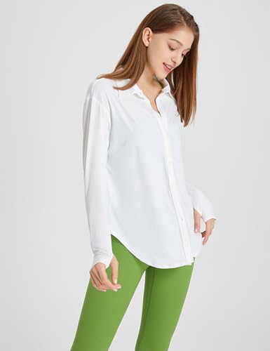 Women's UPF 50+ UV Sun Protection Long Sleeve Shirt Button-Down Shirt Yoga High Stretch Sport Blouses