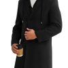 Mens Trench Coat Single Breasted Mid-Long Pea Coat Classic Winter Business Jacket with Detachable Hood
