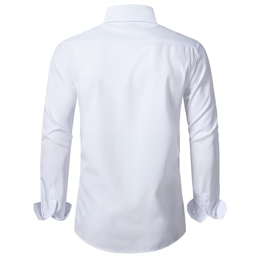 Stretch Mens Slim Fit Dress Shirts Formal Long Sleeve Button Down Shirts