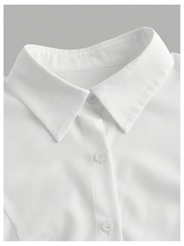 Women's Elegant Puff Long Sleeve Collared Shirts Button Down Dressy Blouse Top