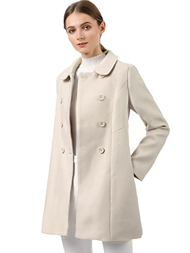 Women's Peter Pan Collar Double Breasted Winter Long Trench Pea Coat