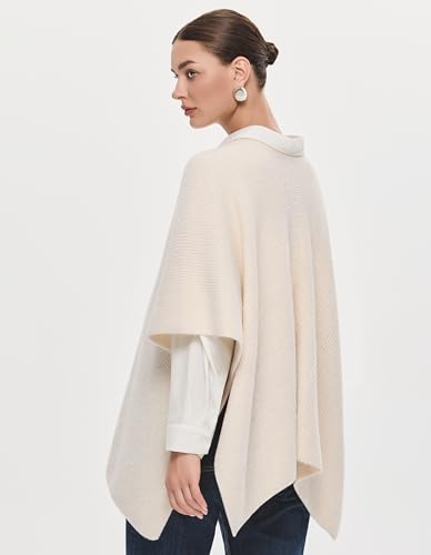 Womens Open Front Shawl Wraps Casual Chunky Warm Capes Ribbed Knit Poncho Travel Sweater for Fall Winter