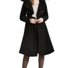 Long Trench Pea Coat for Women - Wool Winter Trench Coat Goth Lapel Peacoat Outwear Thick Hood Pea Jacket Trenchcoat