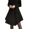 Long Trench Pea Coat for Women - Wool Winter Trench Coat Goth Lapel Peacoat Outwear Thick Hood Pea Jacket Trenchcoat