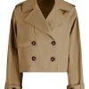 Womens Cropped Trench Coat Lapel Double Breasted Short Jacket Outwear