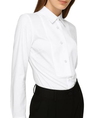 Women's White Tuxedo Button Up Shirt Long Sleeve Bib Collar Blouse Dressy Casual Tops