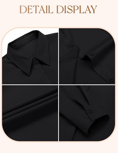 Women's Plus Size Button Down Shirts Long Sleeve Collared Casual Shirt Office Work Blouse Tops