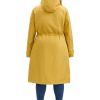 Plus Size Hooded Long Jacket for Women Adjustable Drawstring Waist Zipper Outdoor Windbreaker Trench Coats
