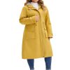 Plus Size Hooded Long Jacket for Women Adjustable Drawstring Waist Zipper Outdoor Windbreaker Trench Coats