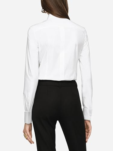 Women's White Tuxedo Button Up Shirt Long Sleeve Bib Collar Blouse Dressy Casual Tops