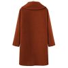 Women's Wool Blend Double Breasted Pea Coat Notched Lapel Mid Long Trench Overcoat with Pockets