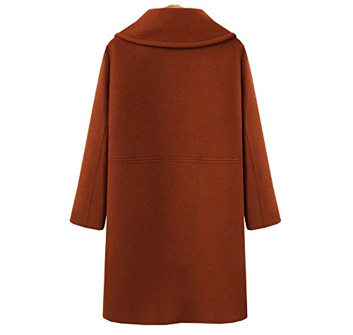 Women's Wool Blend Double Breasted Pea Coat Notched Lapel Mid Long Trench Overcoat with Pockets