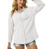 Womens Button Down Shirts Cotton Linen Long Sleeve Dress Shirts Casual Summer Tops Work Blouses with Pockets