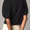 Puff Sleeve Cardigans for Women Crew Neck Lightweight Summer Shirts Button Down Knit Shrug Sweater Tops
