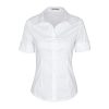 Womens Button Down Shirts Tailored Short Sleeve Shirt Basic Simple Stretch Wrinkle Free Formal Work Blouses