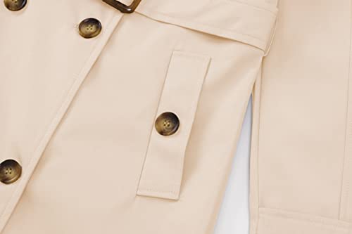 Women's Double Breasted Long Trench Coats Mid-Length Belted Overcoat Dress Jacket with Detachable Hood