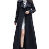 Women's Double Breasted Duster Trench Coat Slim Full Length Maxi Long Overcoat