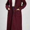 Women's Big Notch Lapel Single Breasted Mid-Long Wool Blend Coat