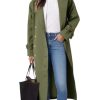 Womens Long Trench Coat Oversized Double Breasted Windproof Classic Lapel Casual Fall Overcoat
