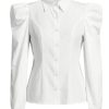 Women's Elegant Puff Long Sleeve Collared Shirts Button Down Dressy Blouse Top