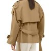 Womens Cropped Trench Coat Casual Double Breasted Short Jacket Fall Fashion Outerwear with Belt