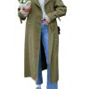 Womens Long Trench Coat Oversized Double Breasted Windproof Classic Lapel Casual Fall Overcoat