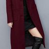 Women's Big Notch Lapel Single Breasted Mid-Long Wool Blend Coat