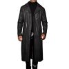 PU Faux Leather Long Jacket for Men's Vintage Lapel Gothic Trench Coat Outwear