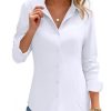 Women's Button Down Shirts Long Sleeve Dress Shirt Slim Fitted Work Tops Collared Dressy Casual Business Blouses