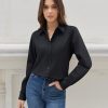 Womens Button Down Shirt Dress Shirts Cotton Long Sleeve Wrinkle Free Work Office Shirt Regular Fit Blouse Top
