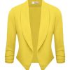 Lightweight Open Front Cardigan Classic Ruched Sleeve Work Office Blazer Suit Jackets
