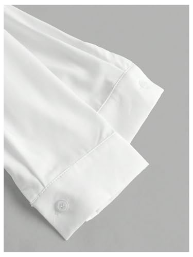 Women's Elegant Puff Long Sleeve Collared Shirts Button Down Dressy Blouse Top