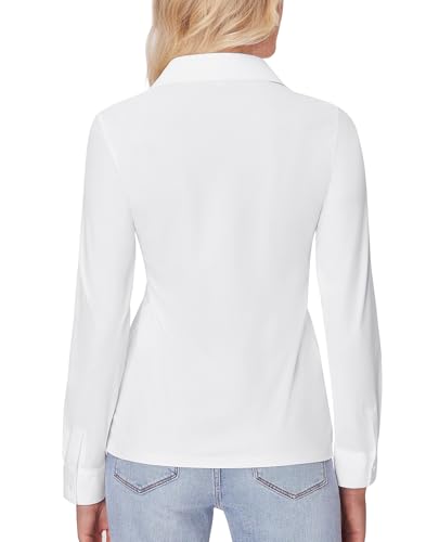 Button Down Shirts for Women Slim fit Long Sleeve Stretch Dress Shirts Work Shirt Wrinkle Free Office Blouses