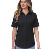Short Sleeve Button Dress Shirts for Women Cotton Button Down Shirts for Women Slim Fit Blouse Top 3/4 Sleeve