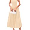 Spring Casual Dresses for Women 2025 Summer Business Work Midi Sleeveless A Line Pleated Cocktail Dress