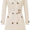 Women's Double Breasted Long Trench Coats Mid-Length Belted Overcoat Dress Jacket with Detachable Hood