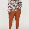 Women's Printed Button Down Shirts Long Sleeve Blouse with Classic Collar, Casual and Office Wear Tops