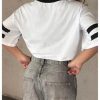 Women's Jersey T-Shirt Summer Sports Crop Tops Number Print Graphic Tees Streetwear