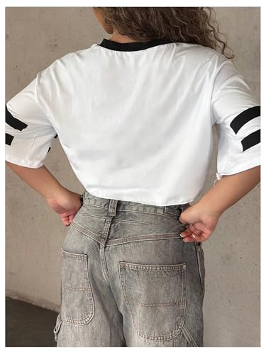 Women's Jersey T-Shirt Summer Sports Crop Tops Number Print Graphic Tees Streetwear