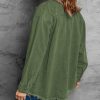 Women’s Oversized Button Up Frayed Hem Shacket Long Sleeve Pockets Denim Jean Jacket