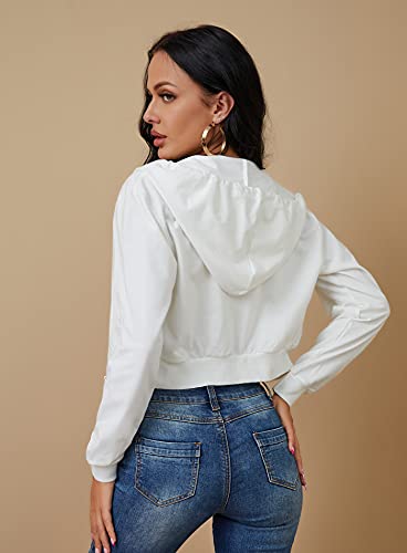Women's Zip Up Hoodies Cropped Cardigan Jacket Drawstring Hooded Sweatshirts Casual Long Sleeve Top…